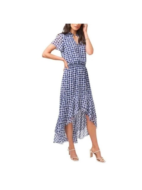 1. State Dresses & Skirts - 1. State Blue and White Checkered Midi Dress